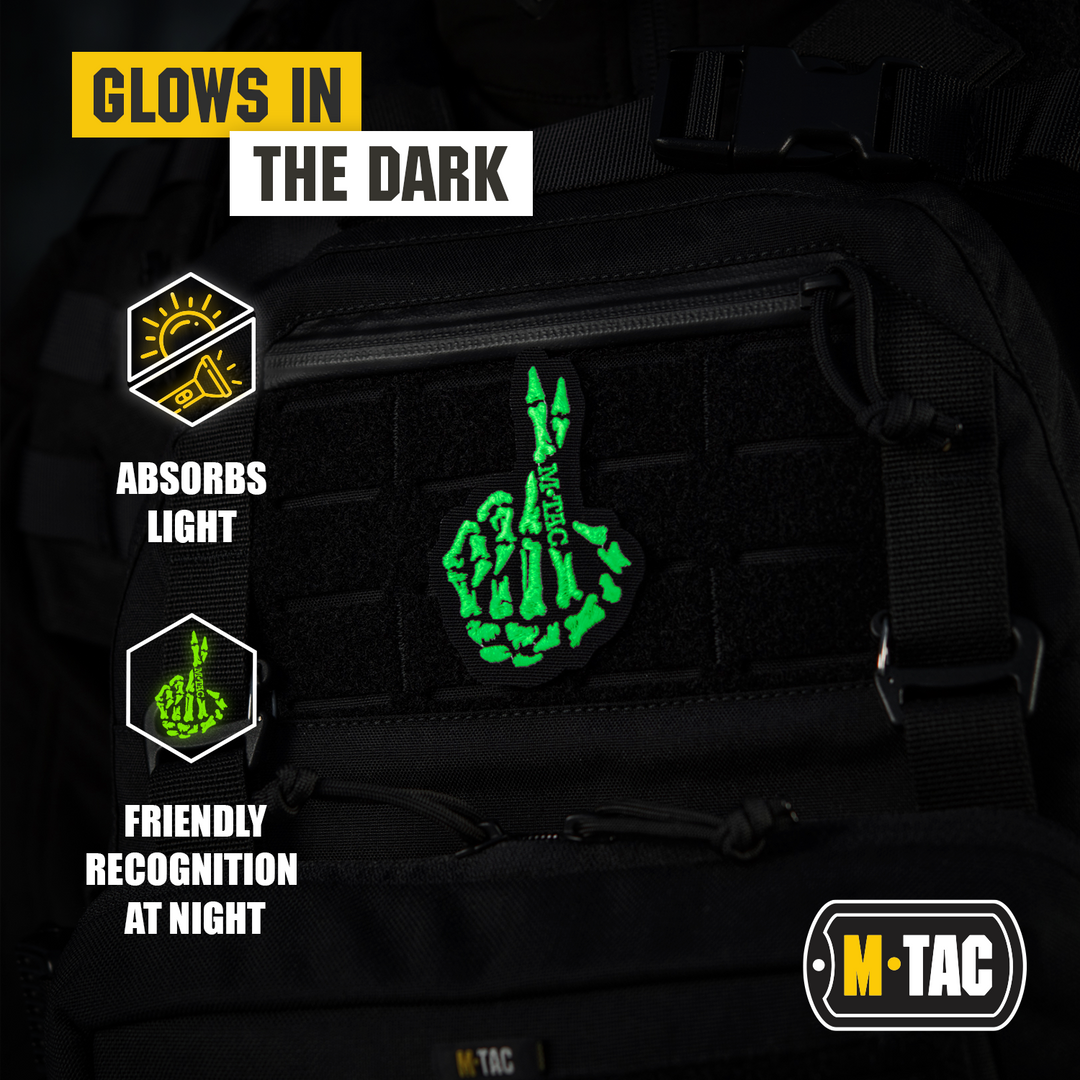 M-Tac GITD Patch Crossed Fingers Black