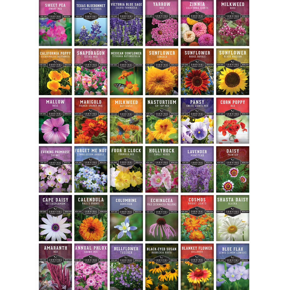 Survival Garden Seeds: Functional Flower Garden Kit - 36 Helpful Flowers