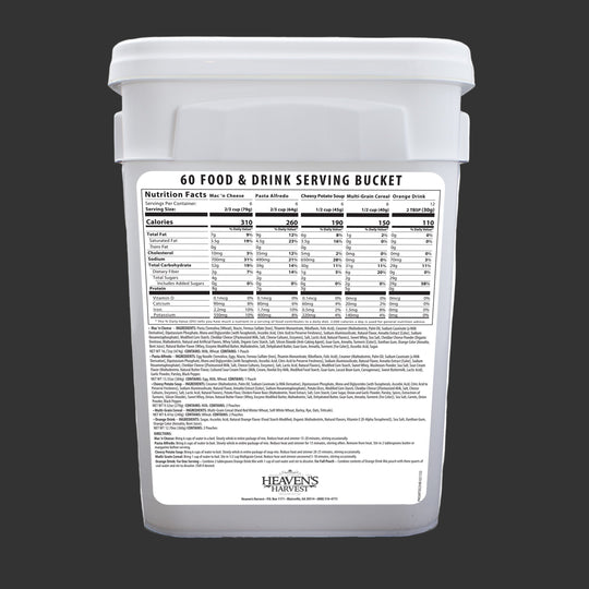 Heaven's Harvest: Starter Food & Drink Buckets - Emergency Survival Food Kit