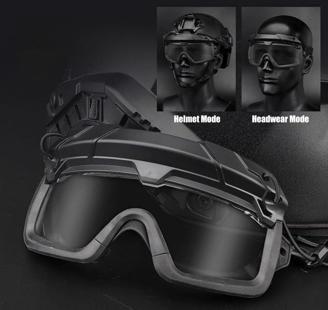 Tactical Helmet Goggles with Arc Rail Attachments