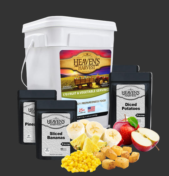 Heaven's Harvest: Fruit & Vegetable Bucket | Emergency Survival Food Kit