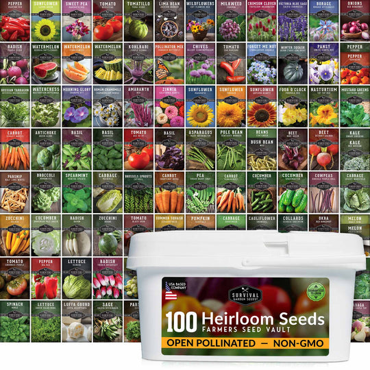 Survival Garden Seeds: Farmers Survival Seed Vault - 100 Varieties