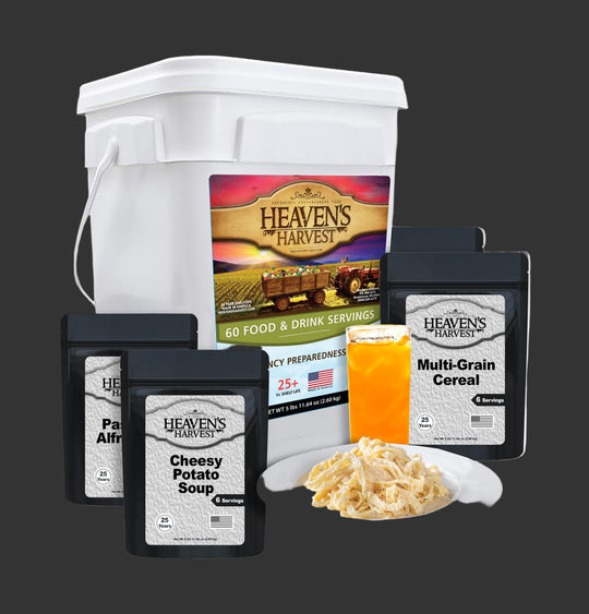 Heaven's Harvest: Starter Food & Drink Buckets - Emergency Survival Food Kit