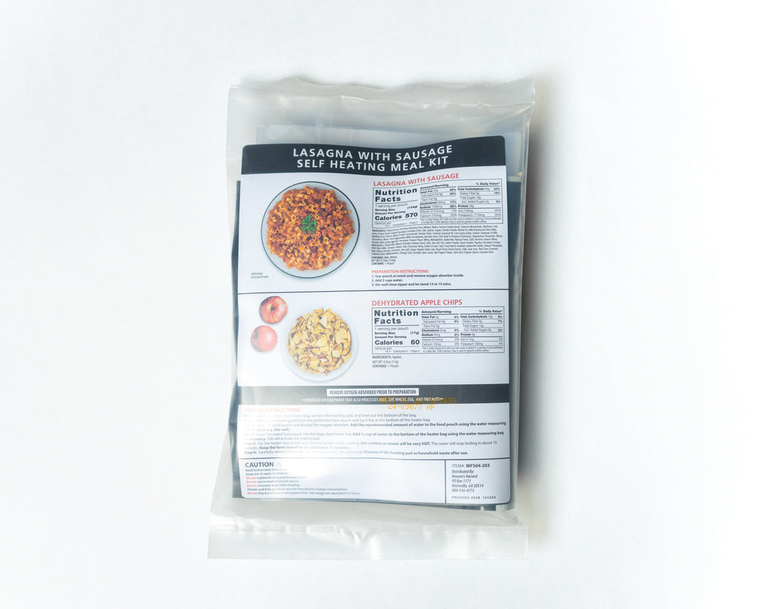 Heaven's Harvest: Self-Heating Meal Kit - Lasagna with Sausage
