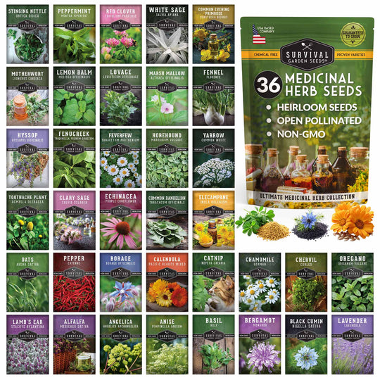 Survival Garden Seeds: Ultimate Medicinal Herb Seed Collection - 36 Medicinal Herbs