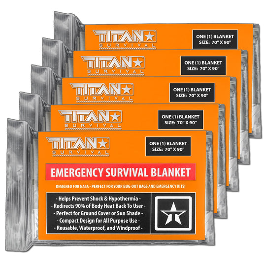 TITAN Survival: XL Emergency Survival Blankets, 5-Pack