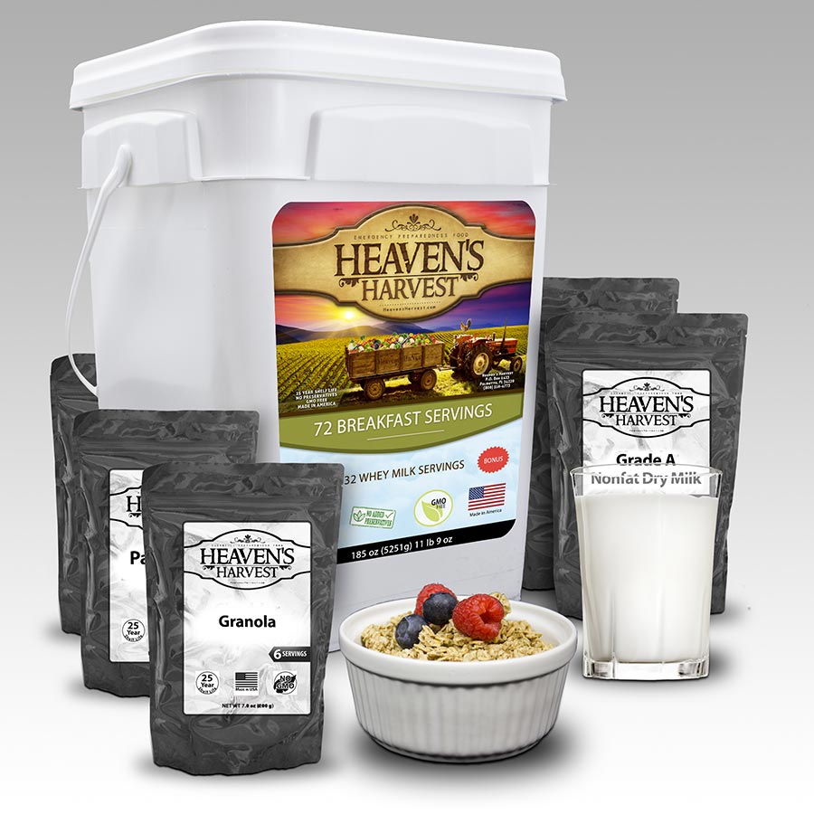 Heaven's Harvest: Combo Kit - Breakfast, Entrée + Protein | Emergency Survival Food Kit