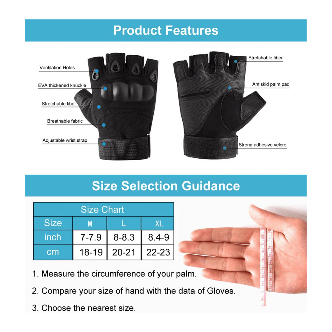 Jupiter Gear: Tactical Fingerless Airsoft Gloves for Outdoor Sports, Paintball, and Motorcycling