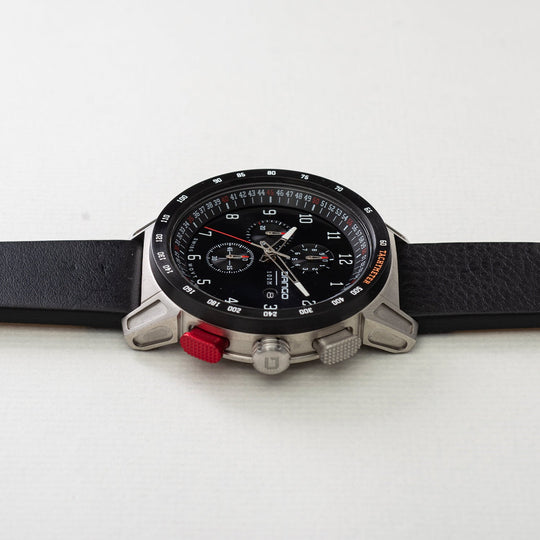 Dango: CR-01 - CHRONO WATCH WITH ITALIAN LEATHER STRAP - JET BLACK