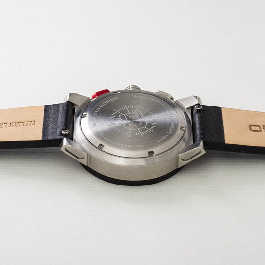 Dango: CR-01 - CHRONO WATCH WITH ITALIAN LEATHER STRAP - JET BLACK