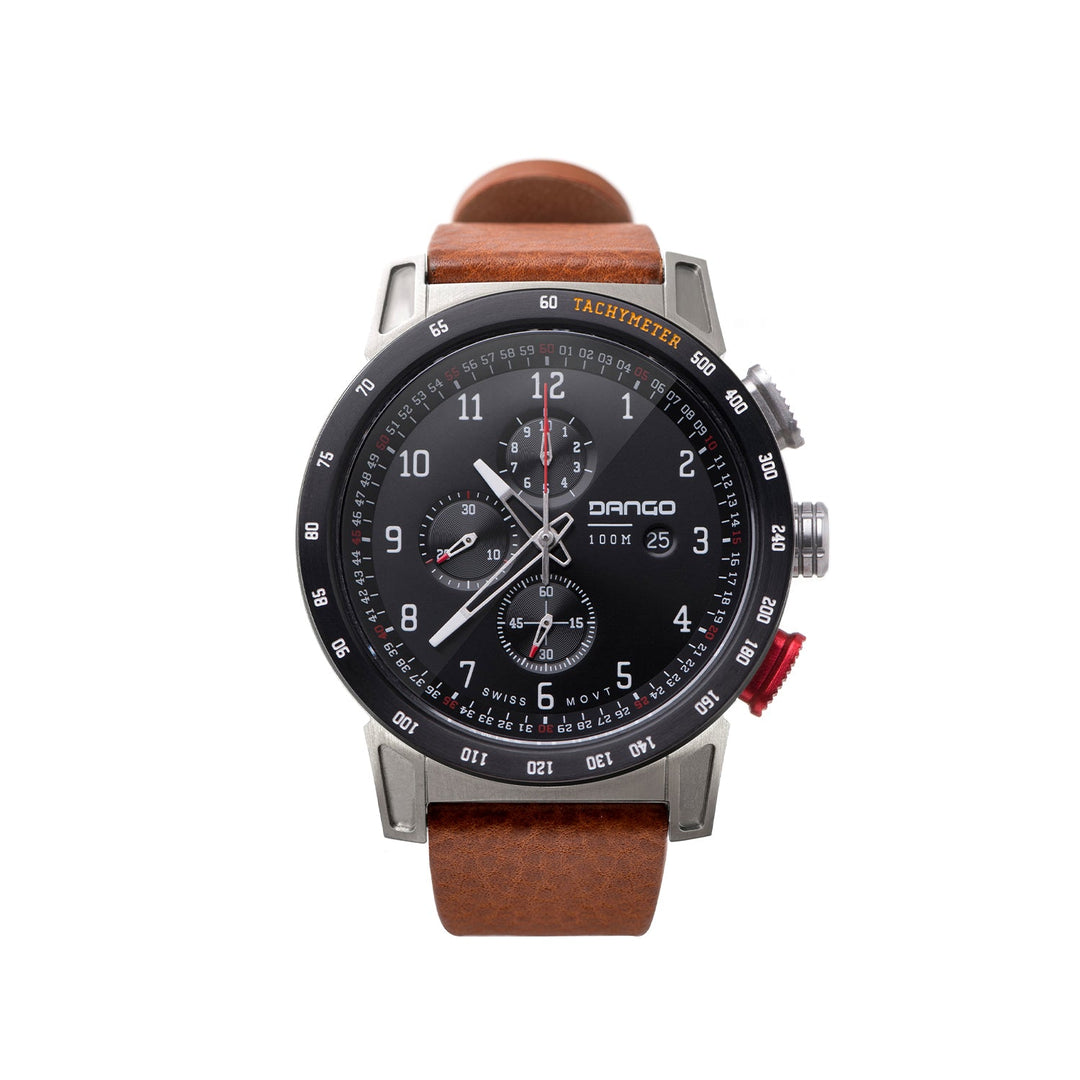 Dango: CR-01 - CHRONO WATCH WITH ITALIAN LEATHER STRAP - WHISKEY BROWN