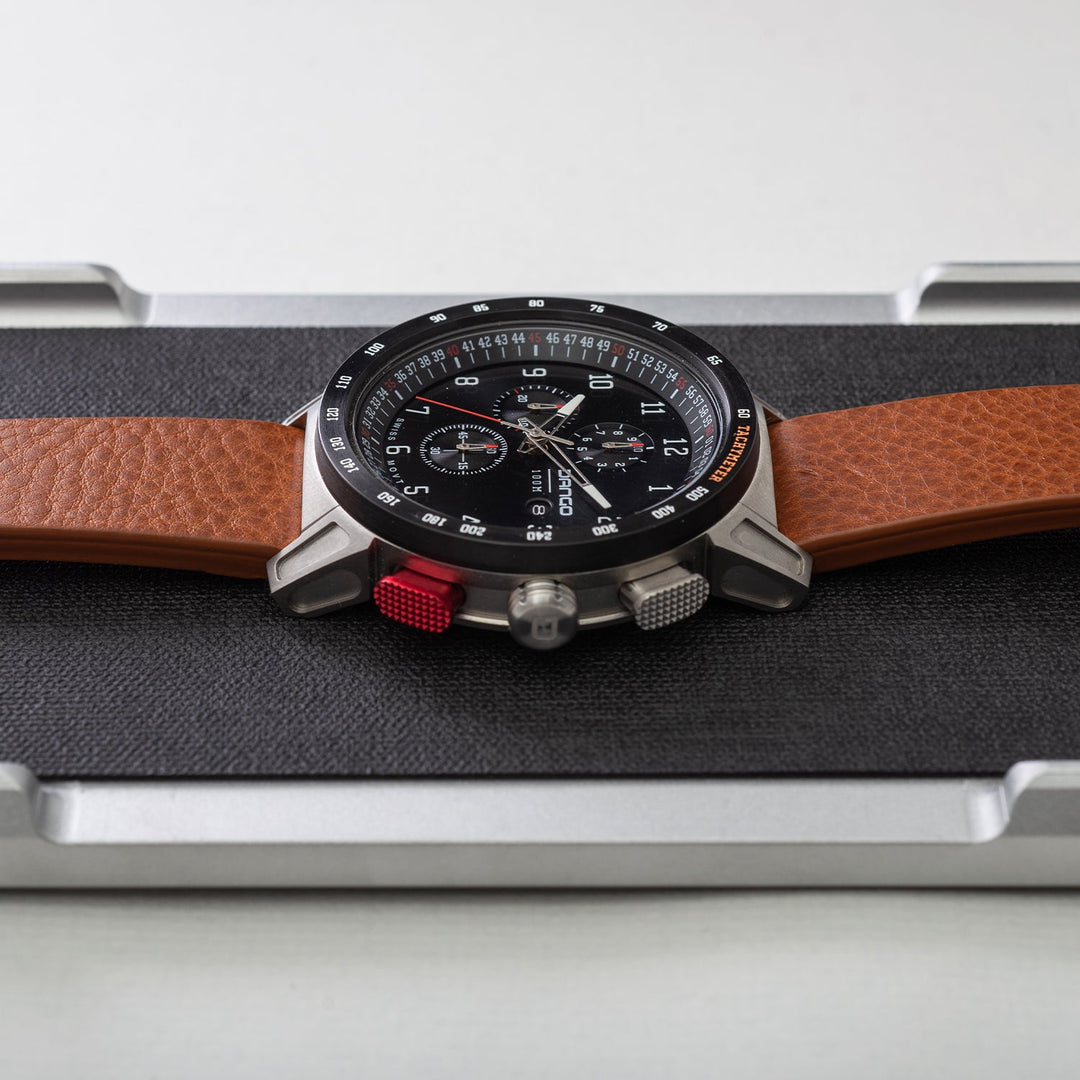 Dango: CR-01 - CHRONO WATCH WITH ITALIAN LEATHER STRAP - WHISKEY BROWN