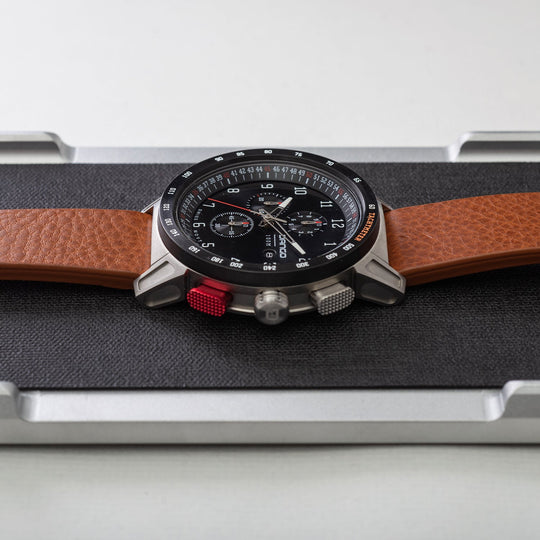 Dango: CR-01 - CHRONO WATCH WITH ITALIAN LEATHER STRAP - WHISKEY BROWN