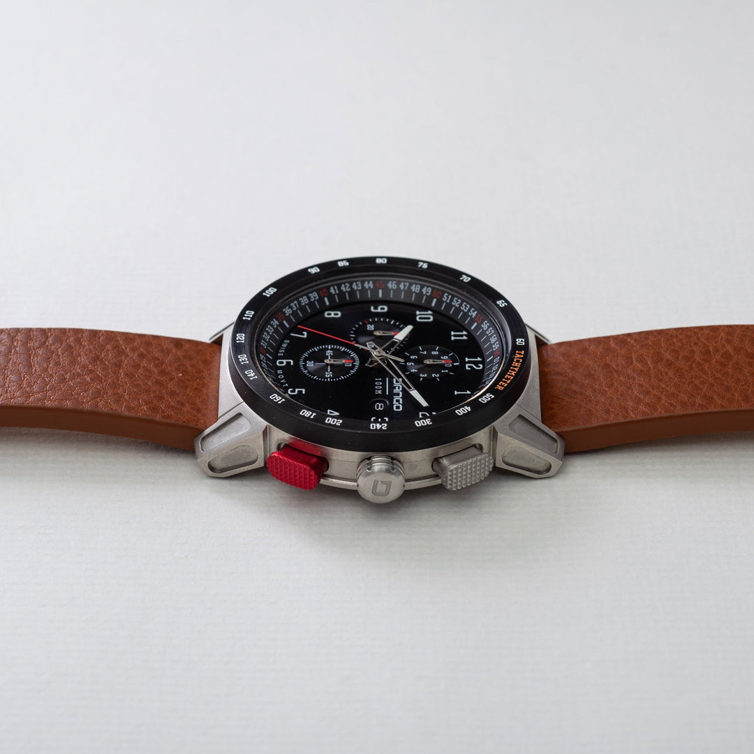 Dango: CR-01 - CHRONO WATCH WITH ITALIAN LEATHER STRAP - WHISKEY BROWN