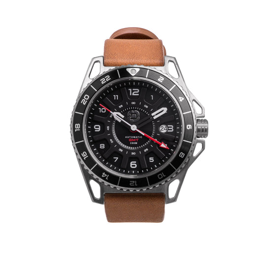 Dango: GMT-01 - AUTOMATIC GMT WATCH WITH ITALIAN LEATHER STRAP