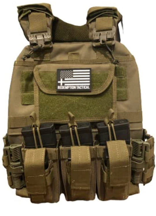 Redemption Tactical Black Rambo Plate Carrier: Plate Carrier + Level IV Plates