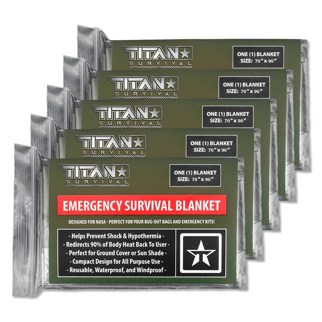 TITAN Survival: XL Emergency Survival Blankets, 5-Pack