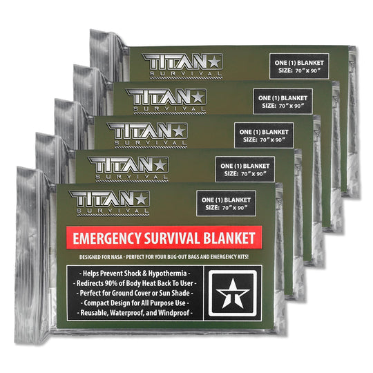 TITAN Survival: XL Emergency Survival Blankets, 5-Pack