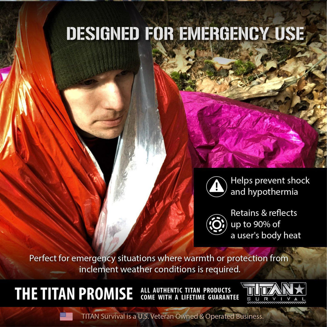 TITAN Survival: XL Emergency Survival Blankets, 5-Pack