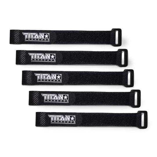 TITAN Survival: Paracord Fasteners, Hook & Loop, 5-Pack | BLACK