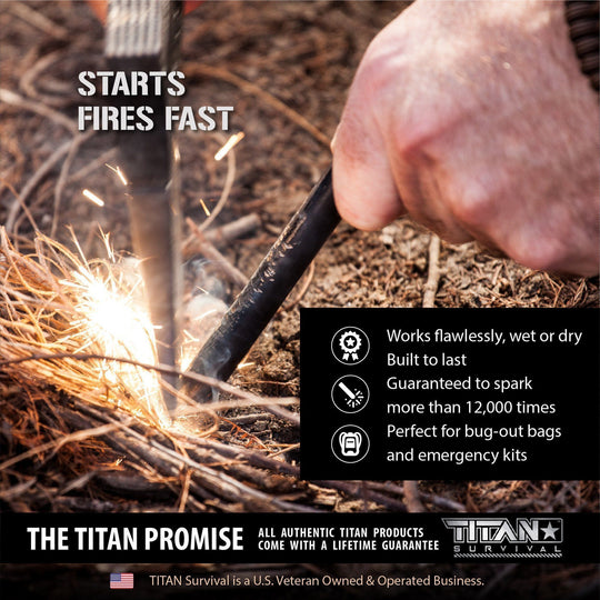 TITAN Survival: Premium Large Ferro Rods, 3-Pack