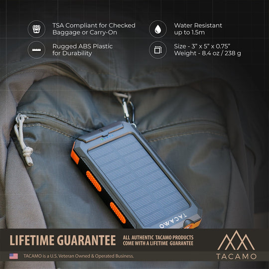 TITAN Survival: TACAMO Solar Power Bank, USB Rechargeable