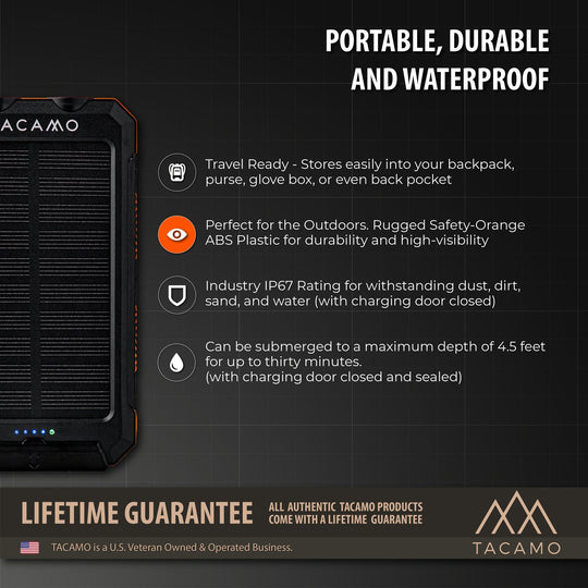 TITAN Survival: TACAMO Solar Power Bank, USB Rechargeable