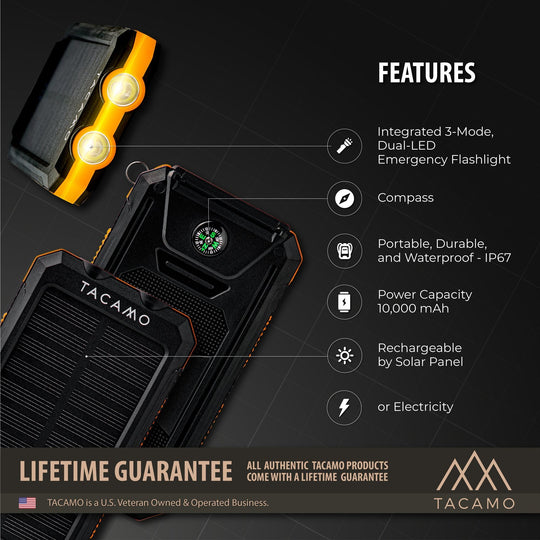TITAN Survival: TACAMO Solar Power Bank, USB Rechargeable