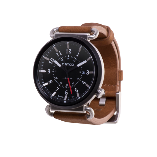 Dango: TK-01 - TREK WATCH WITH ITALIAN LEATHER STRAP - WHISKEY BROWN