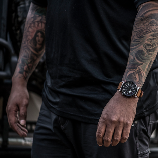 Dango: TK-01 - TREK WATCH WITH ITALIAN LEATHER STRAP - WHISKEY BROWN