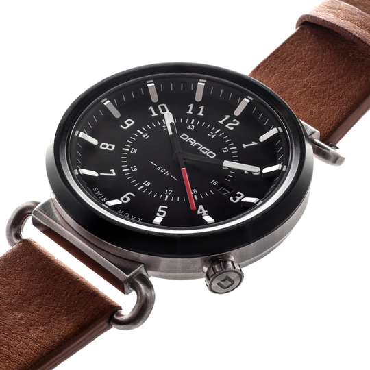 Dango: TK-01 - TREK WATCH WITH ITALIAN LEATHER STRAP - WHISKEY BROWN