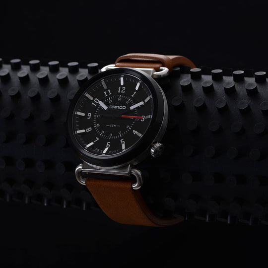 Dango: TK-01 - TREK WATCH WITH ITALIAN LEATHER STRAP - WHISKEY BROWN