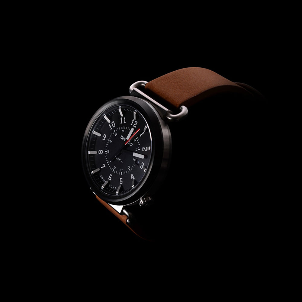 Dango: TK-01 - TREK WATCH WITH ITALIAN LEATHER STRAP - WHISKEY BROWN
