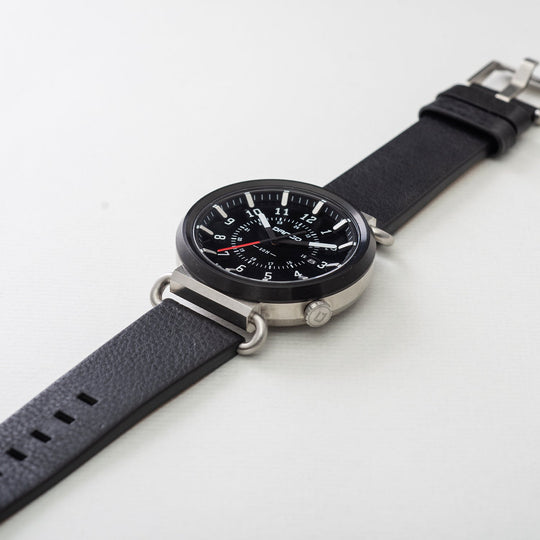 Dango: TK-01 - TREK WATCH WITH ITALIAN LEATHER STRAP - JET BLACK