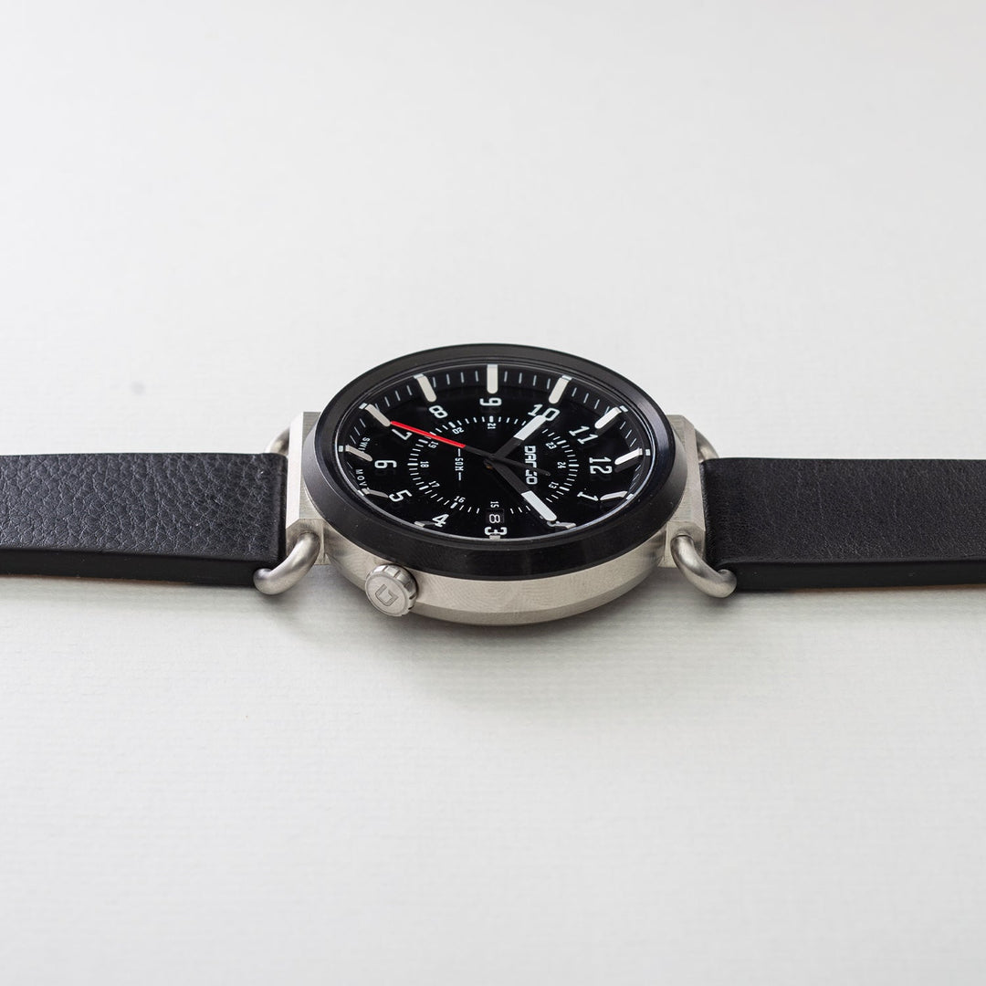 Dango: TK-01 - TREK WATCH WITH ITALIAN LEATHER STRAP - JET BLACK