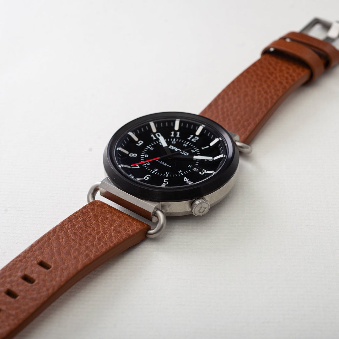 Dango: TK-01 - TREK WATCH WITH ITALIAN LEATHER STRAP - WHISKEY BROWN