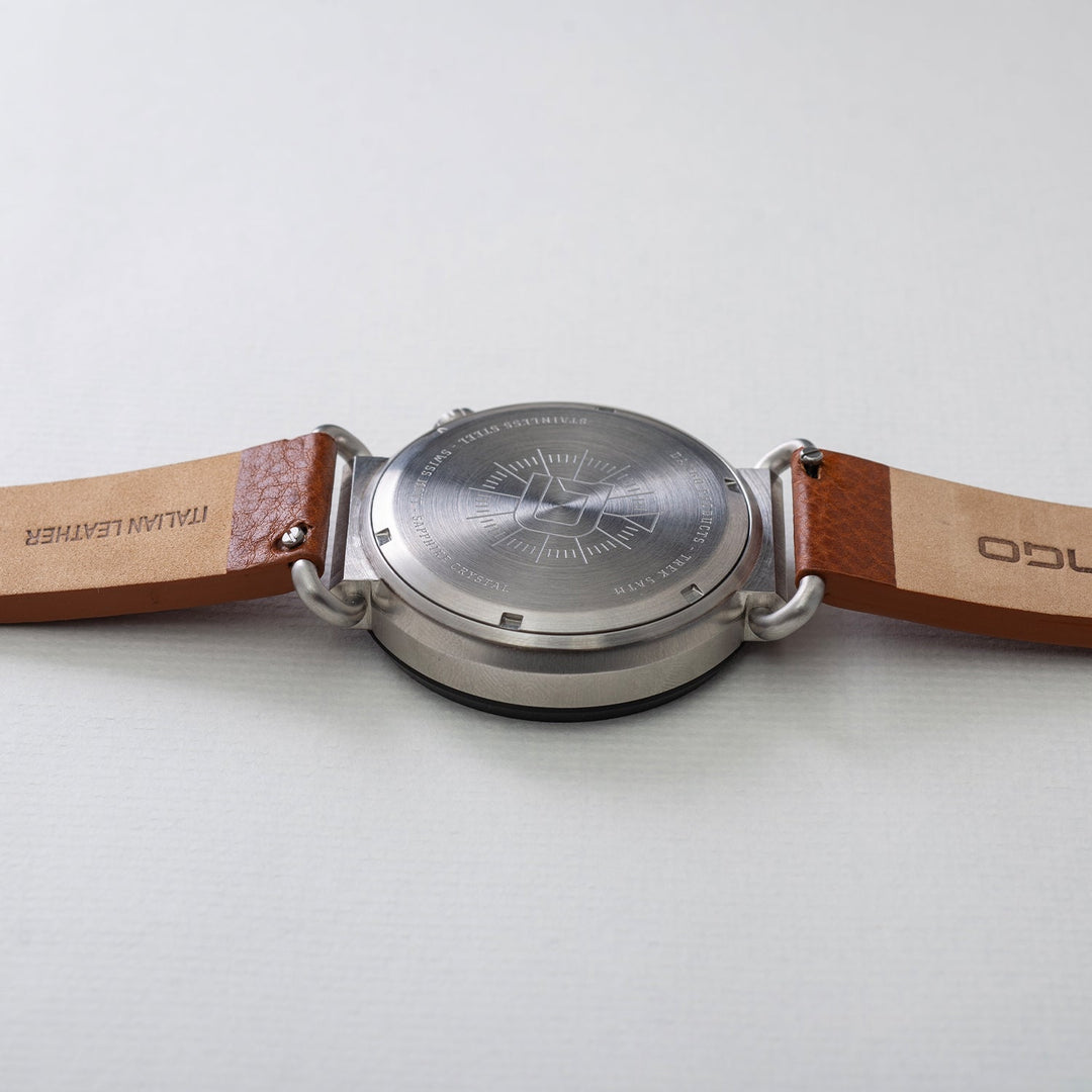 Dango: TK-01 - TREK WATCH WITH ITALIAN LEATHER STRAP - WHISKEY BROWN