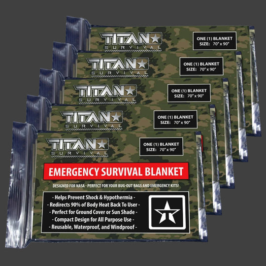 TITAN Survival: XL Emergency Survival Blankets, 5-Pack