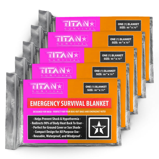 TITAN Survival: XL Emergency Survival Blankets, 5-Pack